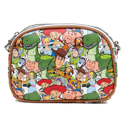Disney Vegan Leather Crossbody bag with Adjustable Straps, Toy Story Characters Stacked
