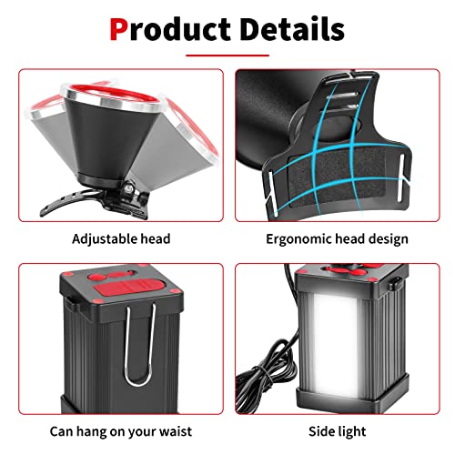 Lámpara frontal LED Kitness recargable con luz lateral externa blanca para camping 7