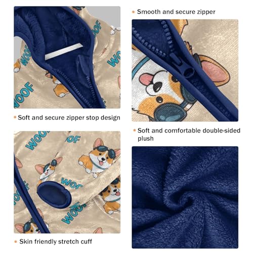 CHIFIGNO Cute Dogs Beige Toddler Boy Zip up Hoodie Sweatshirt Jacket for Fall Winter 3T3