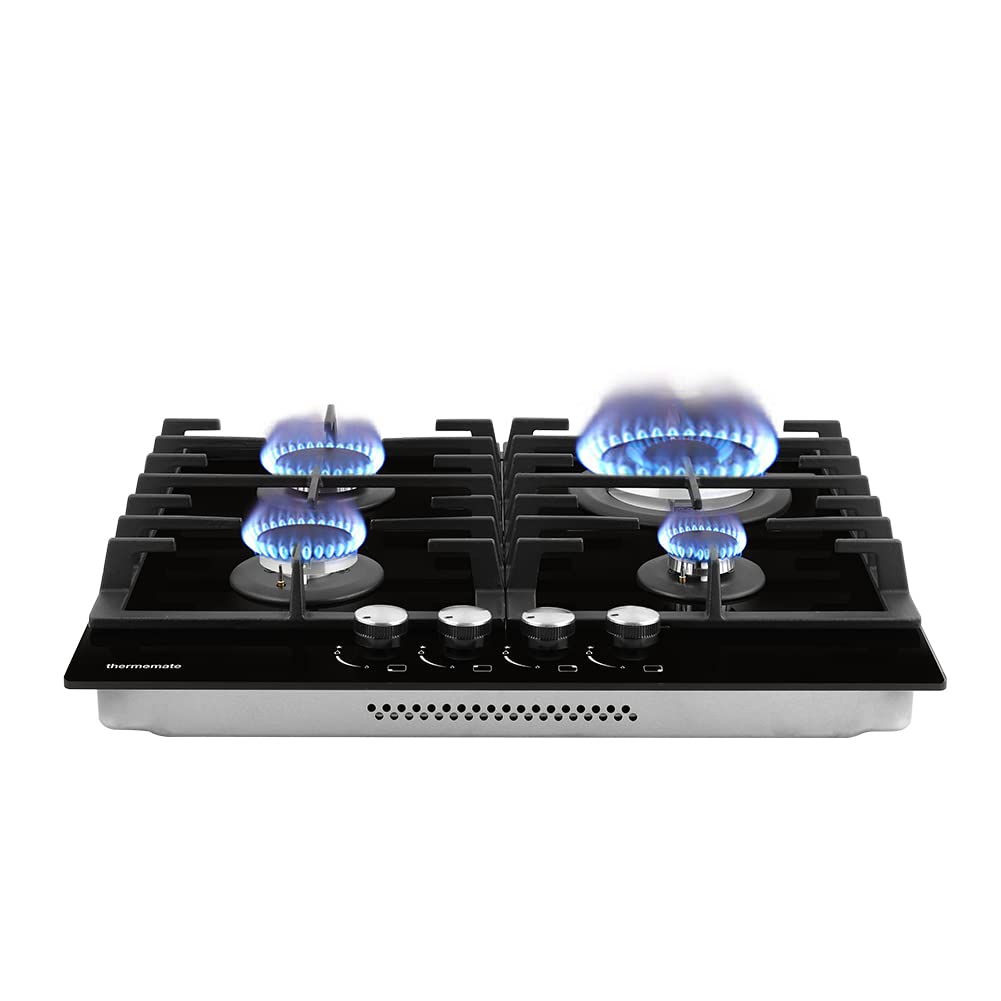 Buy Thermomate Hob Builtin 60cm 4 Burner Black Glass Cooktop FFD with