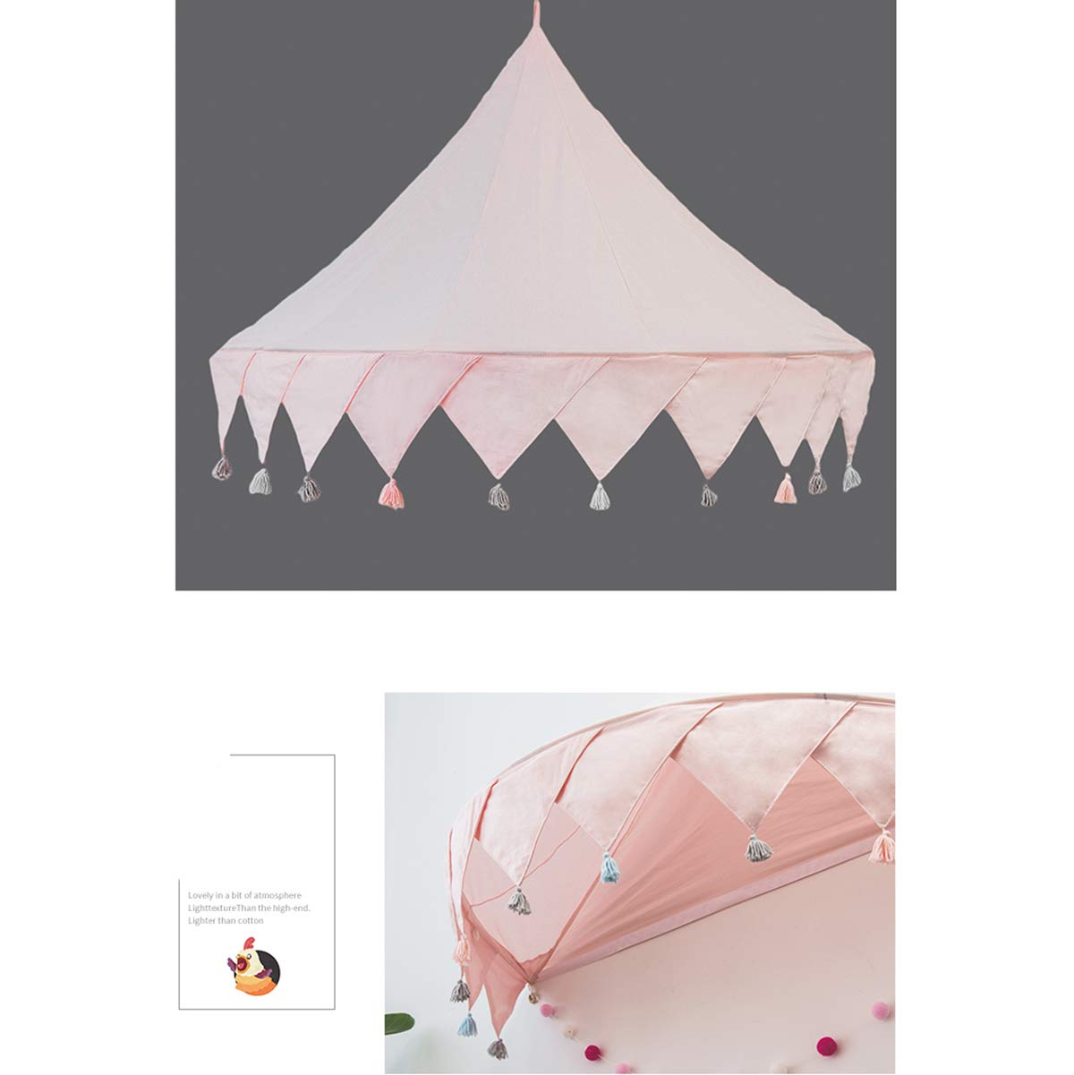 Prinzessinnen-Mädchen-Tagesdecke, Baby-Dreieck-Spitze, Haus-Leseecke, Runde Spitzen-Kuppelvorhänge, Dekorieren Sie EIN Zelt Mit Spielenden Sternen Für Kinder