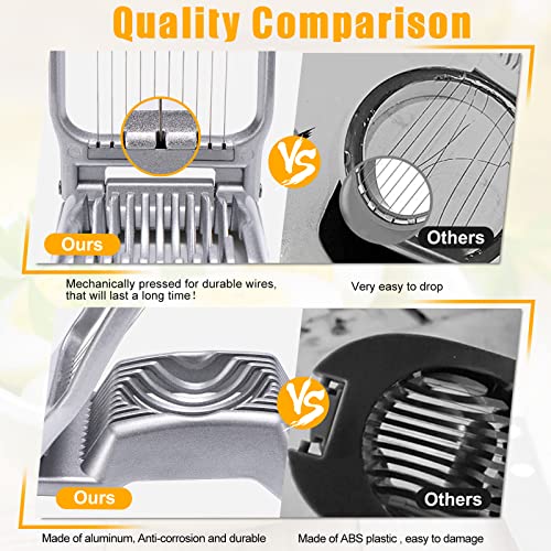 Sinnsally Eierschneider Edelstahl Spülmaschinenfest Eierteiler Kartoffelschneider Eierharfe Erdbeerschneider Eieraufschläger Mozzarella Schneider Metall Eierpiekser Eierschüttler Egg Slicer(Silber) 3
