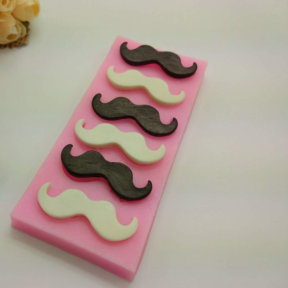 Gulinaza Cute 6 Cavities Funny DIY 3D Mustache Beard Silicone Mold for Fondant Chocolate Candy Gum Paste Cake Decor Baking Desserts Ice Cube Tool