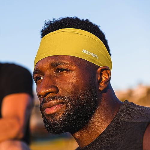 Image of Suddora Solid Color Wide Headband /Sweatband - Workout, Football, Soccer, Yoga (Gold)