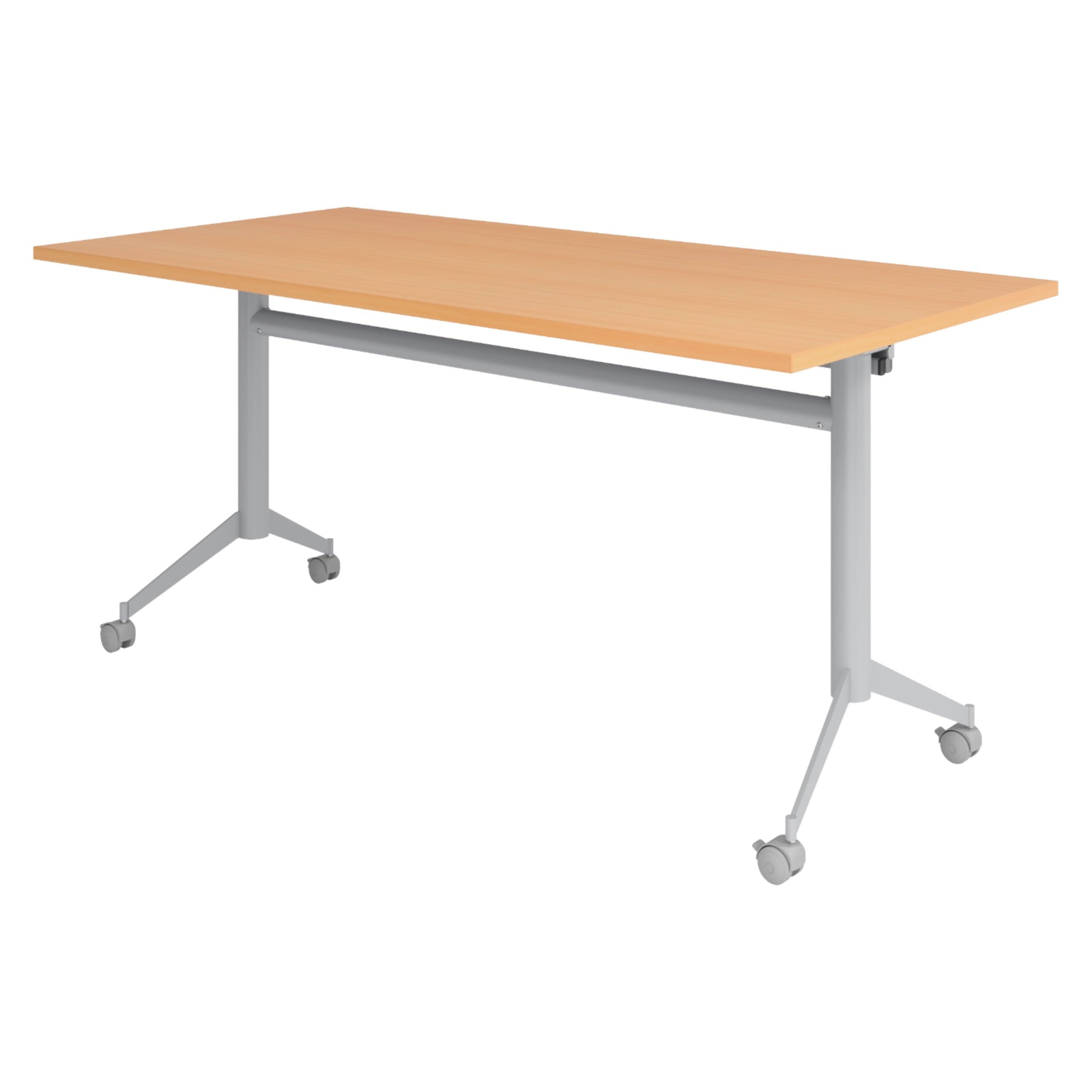 bümö Klapptisch Buche 160 x 80 cm klappbar & fahrbar, klappbarer Schreibtisch auf Rollen, Klappschreibtisch, Tisch klappbar, Klappbarer Tisch, Klapptisch Holz-Platte, Gestell stabil aus Metall
