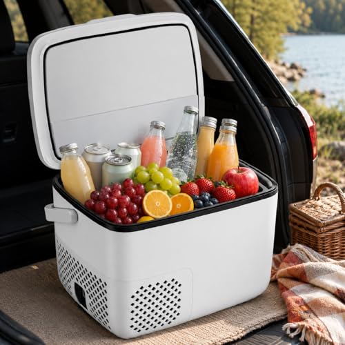 pedenencelia Nevera Eléctrica De 18 litros para Coche, Nevera Portátil De 12 V/24 V con Compresor, No Necesita Acumuladores De Frío, Control De Temperatura Táctil Led, Nevera Compacta