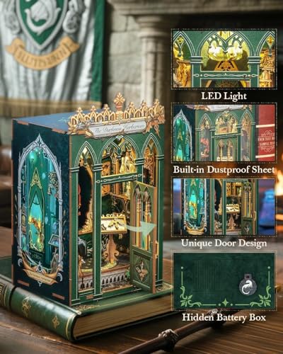 Image of Book Nook Kit - DIY Miniature House Dollhouse Kit for Adults and Teens, Booknook Tiny House Bookshelf Decor 3D Wooden Puzzle, Gifts for Family Friends. (The Darkness Herbarium)