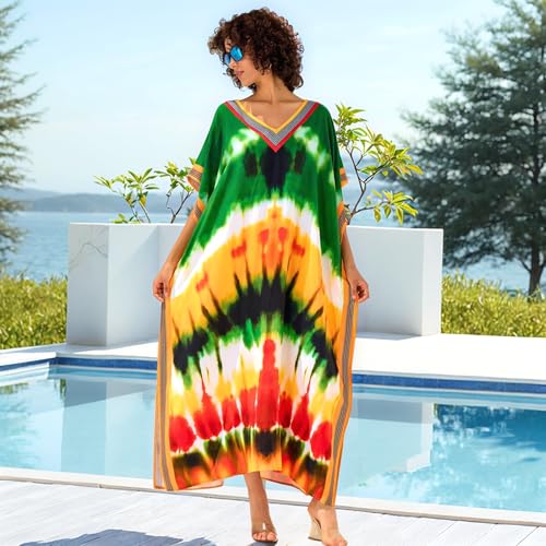 Image of NFVNKJ Women's Plus Size Beach Lounge Kaftan Maxi Dress Swimsuit Coverup for Women