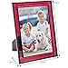 Red Stained Glass Picture Frame for Home Décor, Office, Desk, Table Top 5x7 Photo Horizontal Vertical Easel Back Series J Devlin