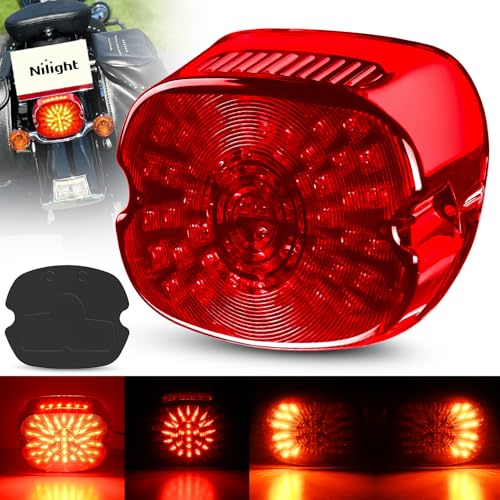 Image of Nilight LED Tail Light Motorcycle Brake Turn Signal Driving License Plate Rear Lights Red Housing Plug and Play Compatible with Harley Davidson Dyna Sportster 883 1200 Road King Glide