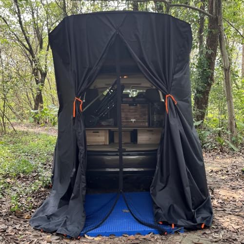 Heckklappen Zelt SUV Van für Privatsphäre, wasserabweisend, schwarz, tragbar, für Fahrrad, Toilette, Dusche, Schlafen, Strand, Schwimmen, L: H: 4,9 m: 7,5 m, 6 Stück