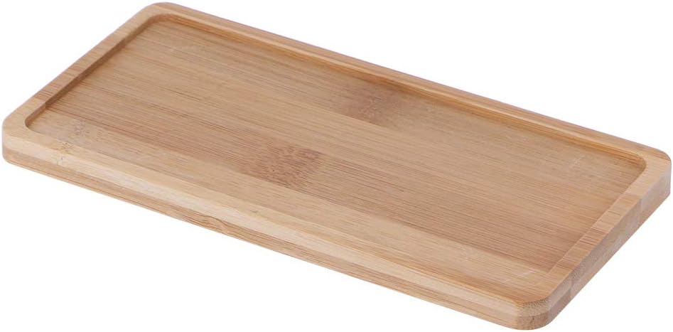 tegongse Bamboo Wood Tray Plant Pot, 6.9x3.5in Flower Pot Rectangle Saucer Succulent Pot Tray for Home Balcony Decor