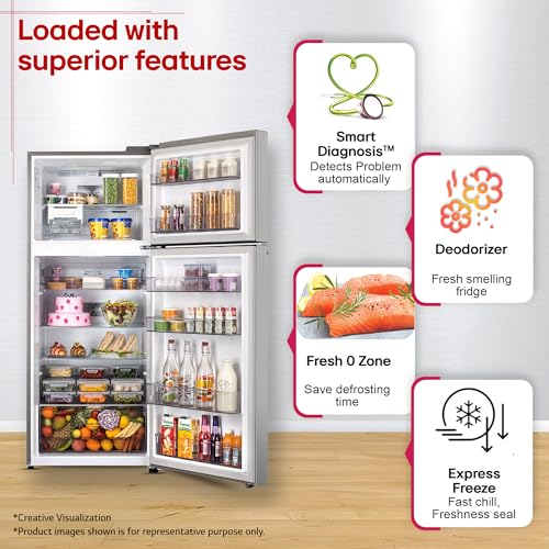 Image of LG 380 L, 3 Star, Convertible, Smart Inverter, Frost-Free Double Door, Wi-Fi Enabled Refrigerator with Multi Air Flow Cooling Technology (GLT3836SNPZ, Shiny Steel, Express Freeze, 2026 Model)