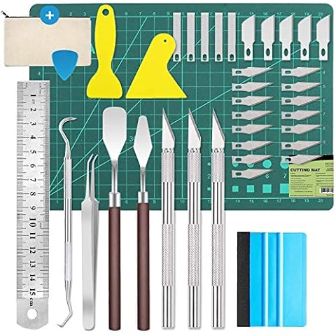 X SIM FITNESSX 39 Stück Plotter Zubehör, Skalpell Carving Craft Messer, Vinyl Jäten Werkzeuge DIY Bastelwerkzeug, Bastelmesser Cuttermesser, Cameos, Beschriftung Cover