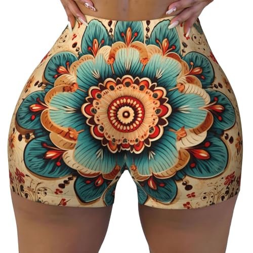 Reika Pattern Sports Shorts, high Elastic Slim Fitness Pants, Suitable for Yoga/Leisure/Daily wear