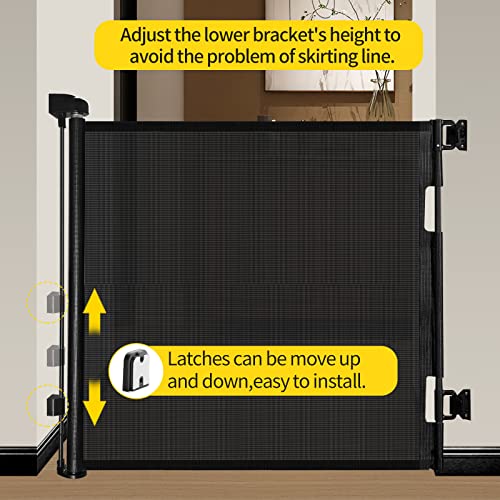 Retractable Baby Gate,Mesh Baby Gate Or Mesh Dog Gate,33" Tall,Extends Up To 55" Wide,Child Safety Gate For Doorways, Stairs, Hallways, Indoor/Outdoor(33X55 Inch, Black) #TOP2