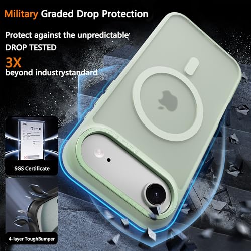 Image of Magnetic for iPhone 17 Air Phone Case, [Compatible with MagSafe], Screen Protector X1, [Military Grade Drop Protection],Matte Finish,Slim,Shockproof,Protective (Matcha Green, iPhone 17 air)