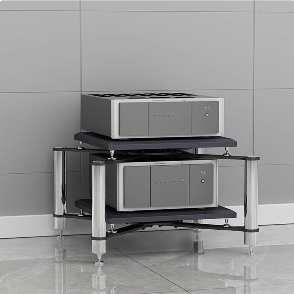 Audio-schrank, Hifi-rack, Av-regal, 1/2-stöckiger Mdf-tv-ständer – Stabiler Plattenspieler-ständer Mit Platz Für Drucker – Multifunktionales Möbel Für Home-entertain(Size:70*70*50cm(2Tier),Color:Weiß)