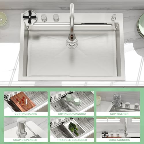 Fregadero de cocina de acero de 30 pulgadas con combo de grifo extraíble 4