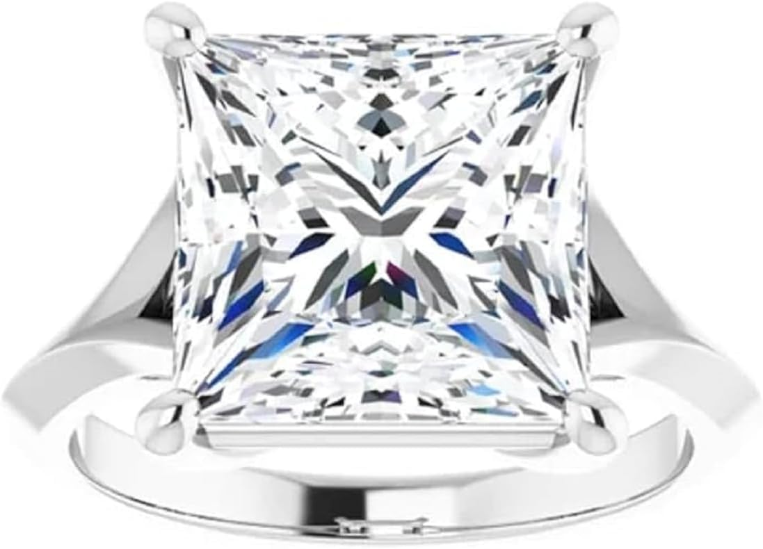 Diamond Engagement Ring, 14k White Gold, 4CT-8CT Simulated Diamonds, Twisted Vine Design