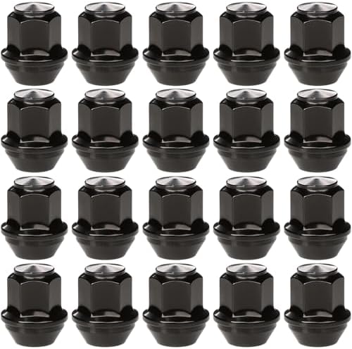 GAsupply 20pcs M12x1.5 One-Piece Tapered Seat Alloy Wheel Nuts with 19 Hex, Compatible with Most Ford Focus Fiesta Fusion Escort Mondeo Kuga C-max, Closed End Lug Nuts (Black)