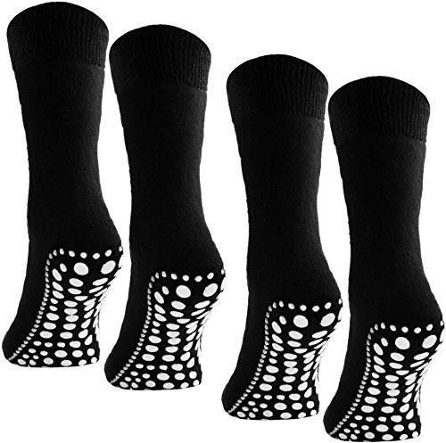BRUBAKER 4 Pairs Slip Resistant Non Skid Soles Socks Size: US 9-11.5