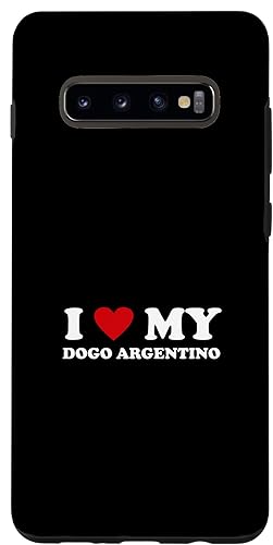 Galaxy S10+ I Heart Dog Dad Mom - I Love Dogo Argentino Case