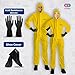 Zimchado Professional Hazmat Suit Kit - Full Body hazmat suits disposable Coveralls with Hood & Reinforced Zipper Heavy Duty (1, Yellow Type 4, Large)
