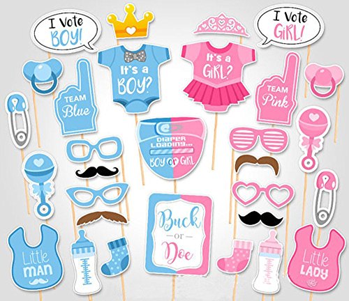 KMALL 30 pezzo Baby Shower photo props Funny Voto Theme maschere Photobooth Prop unisex Newborn Boy Girl party decorazioni