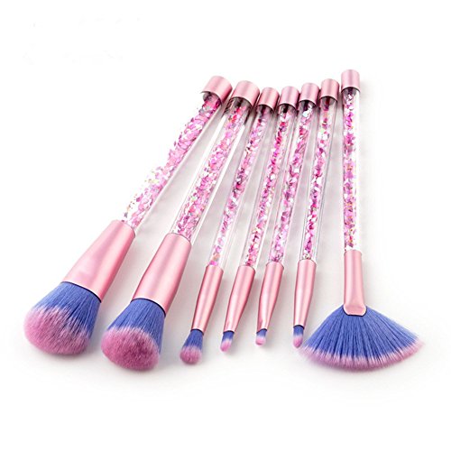 Makeup Brushes Set, 7pcs/set Colorful Floating Sequins Foundation Blending Blush Eyeliner Face Powder Makeup Brush Kit Beauty Cosmetic Tools (7 Pcs)