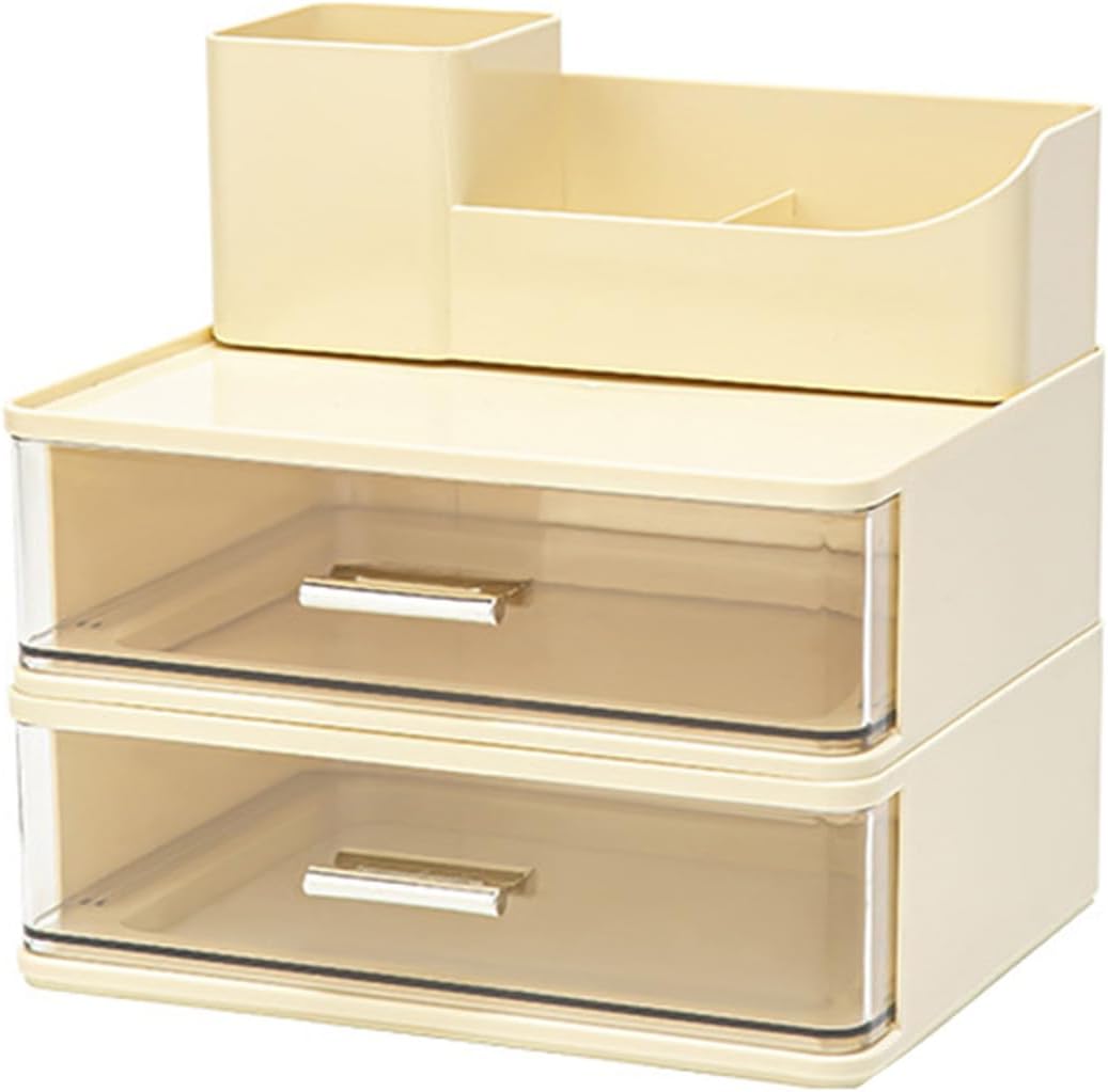 QIAGE 化粧品収納ボックス コスメボックス カラー2 卓上収納 大容量 コスメ収納 メイク収納 おしゃれ レディース 22.5c