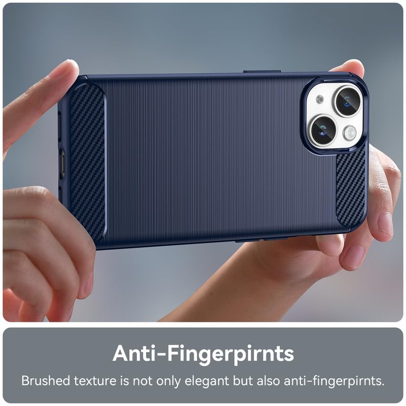 Image of Hybrid Carbon Fiber Back Case for iPhone 14 Plus (Blue)