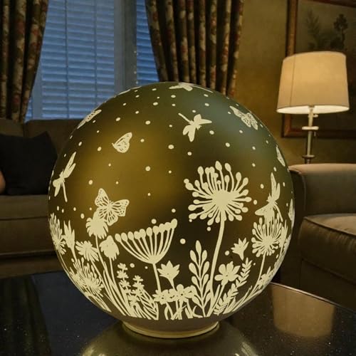 Boule décorative LED en verre vert pastel avec minuterie