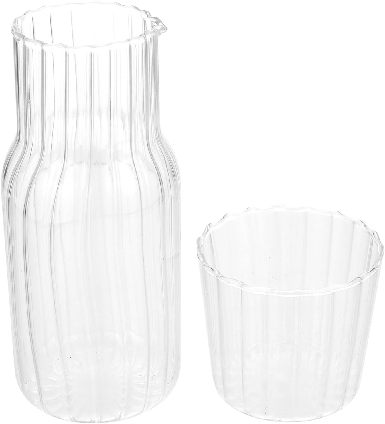 Hemoton Glass Pitcher with Lid: Bedside Night Water Carafe Set Hot Cold Beverage Water Carafe Water Jug wit…