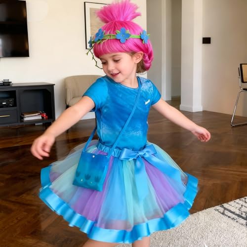 Vestido tutu arcoíris para niñas con disfraz Poppy miniatura 2