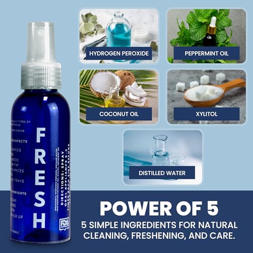 RAD FRESH - Natural Mouth Guard Cleaner with Food-Grade Hydrogen Peroxide, Easy-to-Use, No-Rinse-Formula Retainers Cleaner for All Oral Devices Like Aligners, Dentures & More, 1 Pack, 3.4 oz