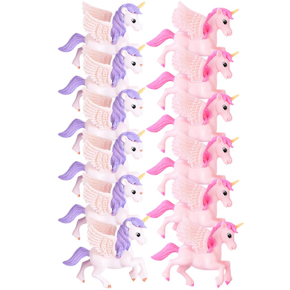 SUPVOX Miniature Unicorn Ornaments: Set of 12 Garden Decorations, Small Resin Unicorn Figures for Home Bonsai and Party Display