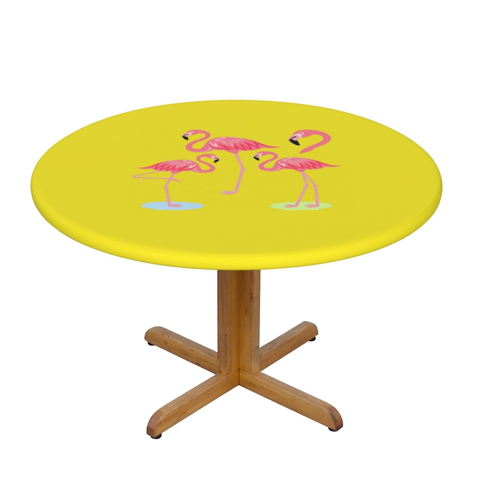 PPHGUT Four Flamingos Print Round Tablecloth Family Table Cover Kitchen Wedding Party Everyday Outdoor