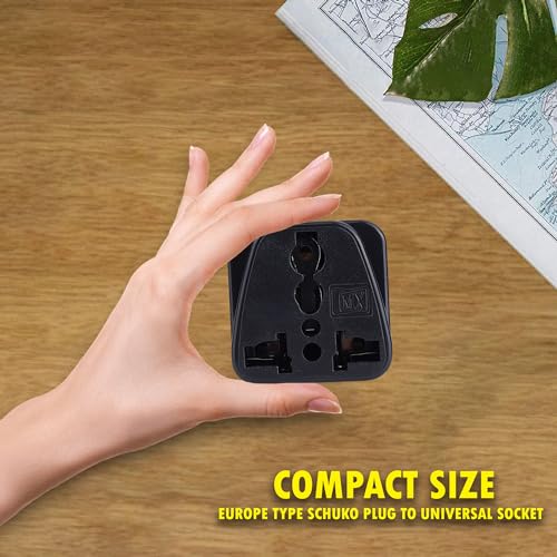 Image of MX India to Europe Travel Adapter Schuko Plug Type E /F European Plug Adapter Universal Socket for Europe Perfect for Laptop Camera Charger Pack of 2