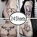 DaLin Sexy Floral Temporary Tattoos for Men Women Black Flowers 24Pcs Collection - Individual Styles Available