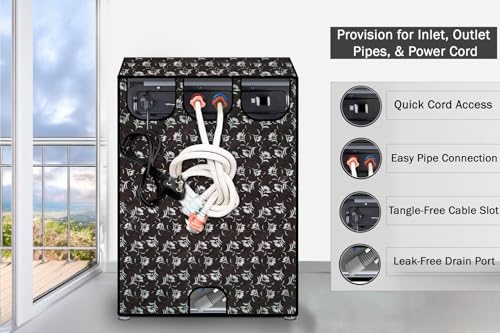 Image of Stylista PVC Washing Machine Cover Compatible for 7 KG Fully-Automatic Top Load TL-RGS, Floral Pattern Dark Brown
