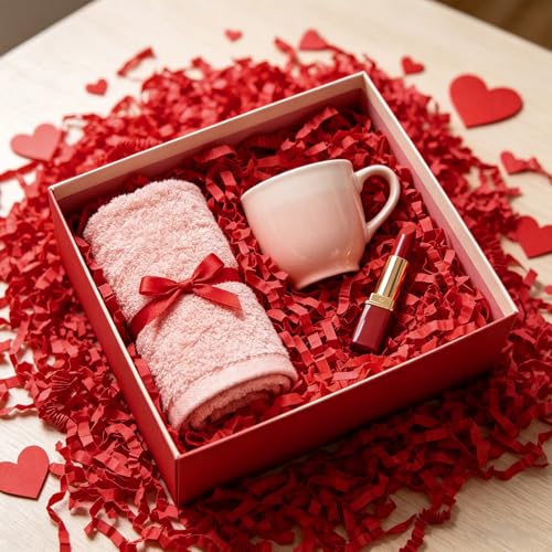 Image of Zankubom 1 /2LB Red Crinkle Cut Paper Shred Filler Great for Gift Wrapping, Red Basket Fillers, Birthday, Gift Wrapping, Halloween, Christmas, Wedding Party Decor Filling Supplies