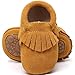 HONGTEYA Leather Baby Moccasins Hard Soled Tassel Crib Toddler Shoes For Boys and Girls (12-18 months/5.12inch, suede light brown)