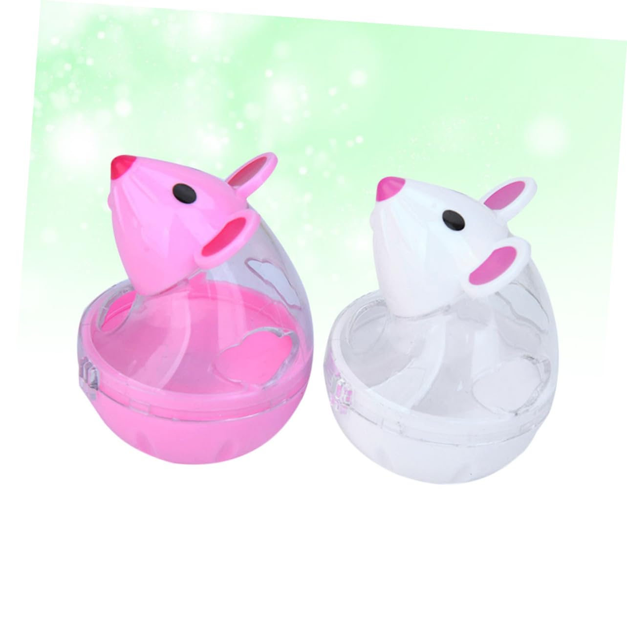 DOITOOL 6pezzi Dispenser Snack Automatico Per Gatti Gioco Interattivo Forma Di Topo Per Alimentazione Con Design Perdite Bianco e Rosso