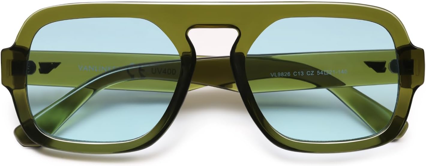 VANLINKER Oversized Retro Square Aviator Sunglasses for Women Men 70s Vintage Style Trendy Big Flat Top Sun Glasses VL9826 - Image 3