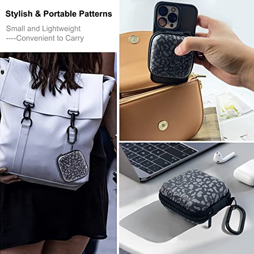 Earbud Case, Koujaon Earphone Case Hard Eva Earbud Shell With Stainless Steel Carabiner Travel Storage Pouch Compatible With Airpods Pro 2Nd Generation Beats Bose Buds Usb Adapter Cable (Grey Cheetah) #TOP5