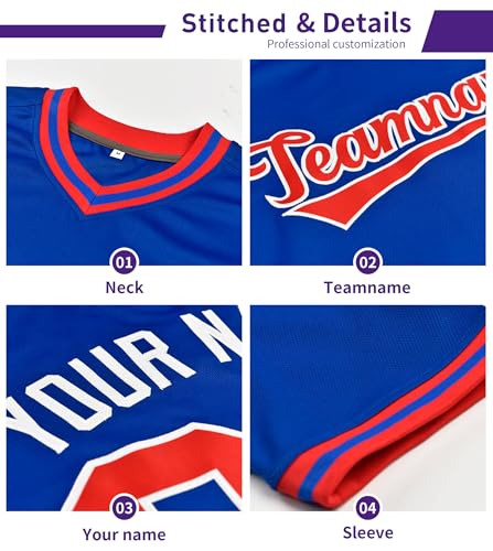 KXK Custom V-Neck Baseball Jersey Pullover Sports Shirt Personalized Stitched Name Number for Men Women Youth miniatura 3