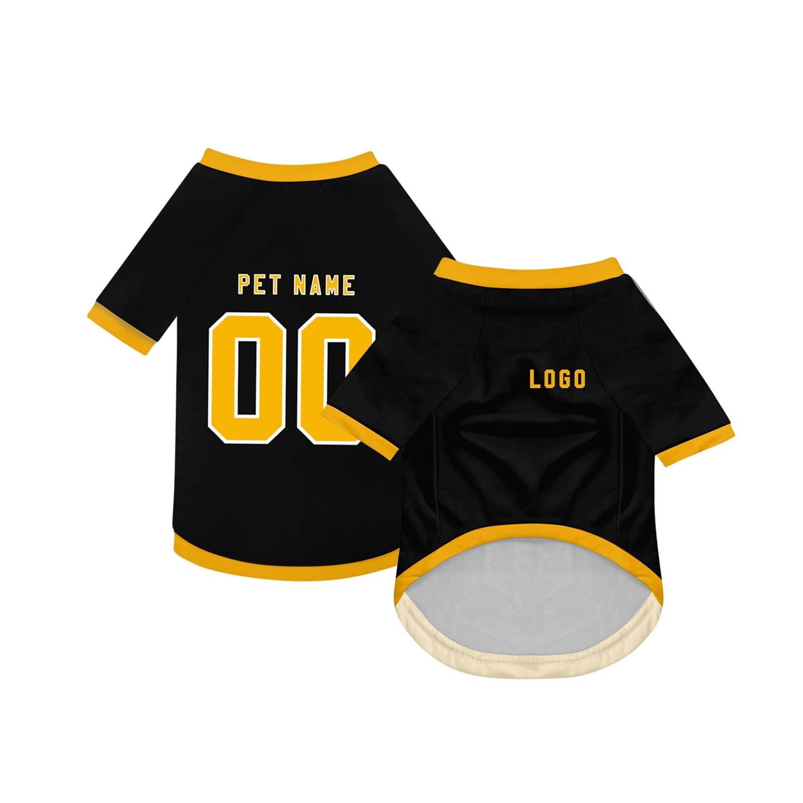 Dog Custom Football T-Shirt with Name Number or Logo ，Breathable Lightweight Polyester Doggy Tee,Sporty Pet Jersey Vest For Small, Medium & Large Dogs Clothes，Personalised Football Jersey Pet Shirt