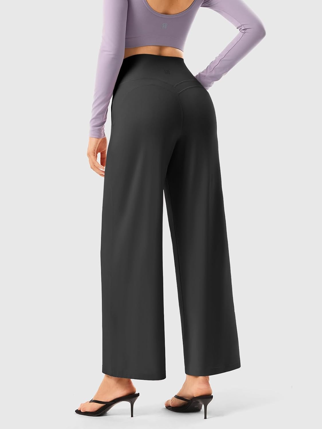 Wide Leg Yoga Dress Pants for Women with Pockets,Palazzo Slacks Trousers Comfy High Waist Stretchy for Work,Lounge
