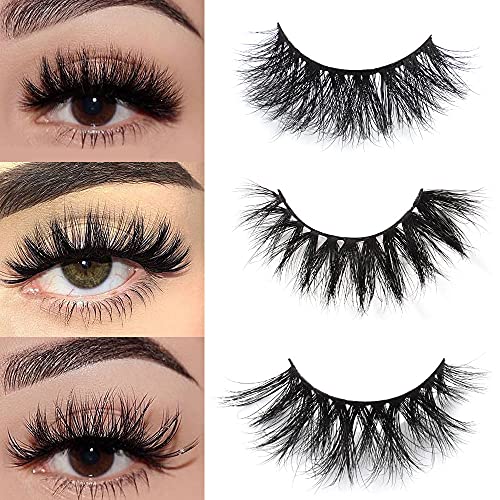 Kisslily 3 Pairs Mixed 18mm 3D Long Mink Eyelash Pack Fluffy False Eyelashes Extension Handmade Reusable Natural Criss-cross Dramatic Lash (1.7.85)